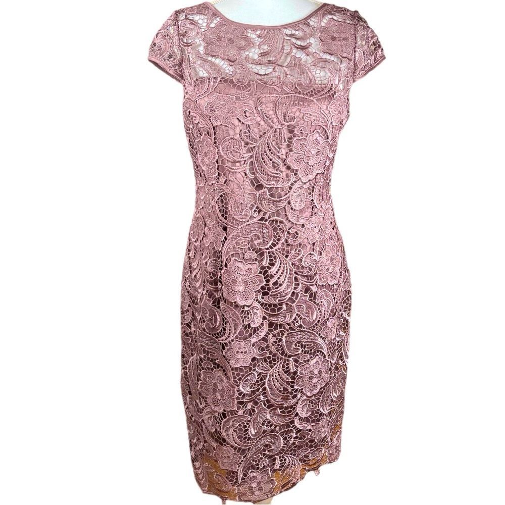 Adrianna Papell women’s 12 soft purple floral lace formal cocktail evening dress